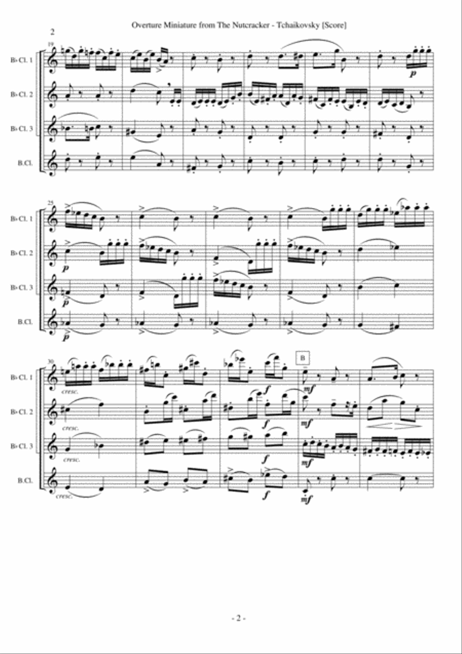 Overture Miniature from The Nutcracker (Clarinet Quartet) Clarinet Quartet scores gallery preview page 2