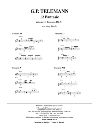 Book cover for 12 Fantasie, vol. 3, Fantasia IX-XII