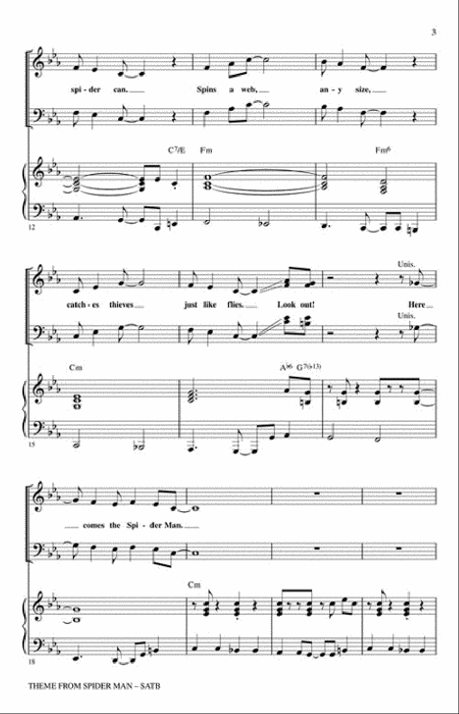 Theme from Spider Man 4-Part scores gallery preview page 3