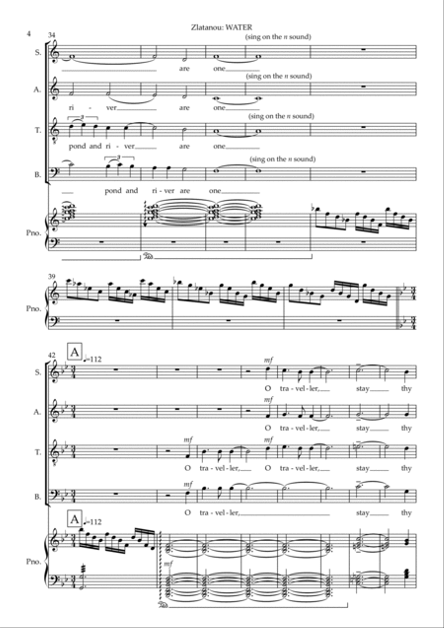 WATER for SATB choir and piano 4-Part scores gallery preview page 6