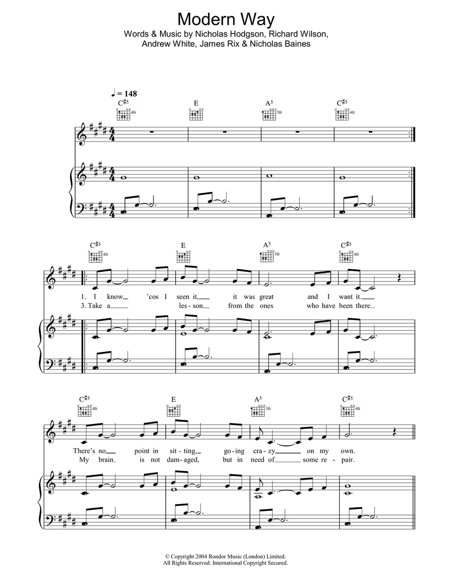 Modern Way Piano, Vocal, Guitar scores gallery preview page 1