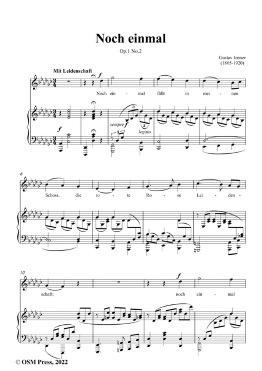 Jenner-Noch einmal,in G flat Major,Op.1 No.2,from '4 Lieder,Op.1' Voice scores gallery preview page 2