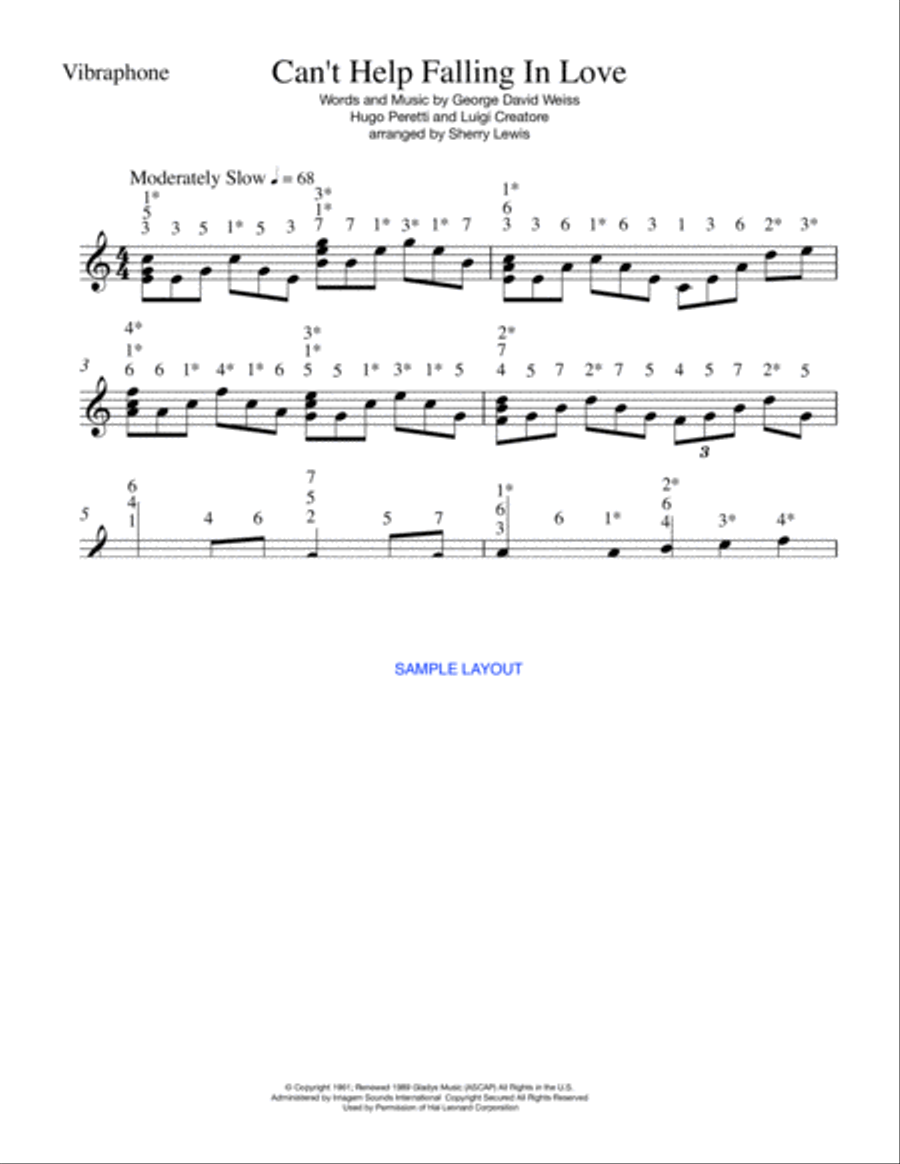 Can't Help Falling In Love Kalimba scores gallery preview page 3