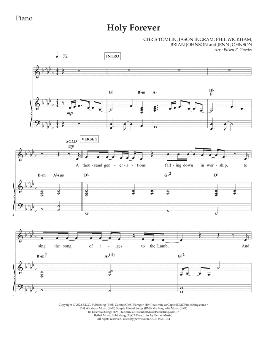 Holy Forever Piano, Vocal, Guitar scores gallery preview page 1