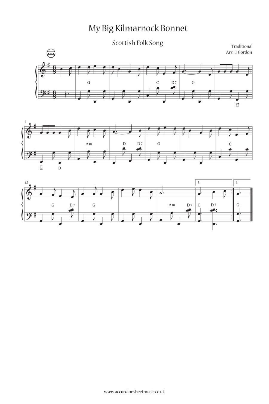 My Big Kilmarnock Bonnet Accordion scores gallery preview page 1