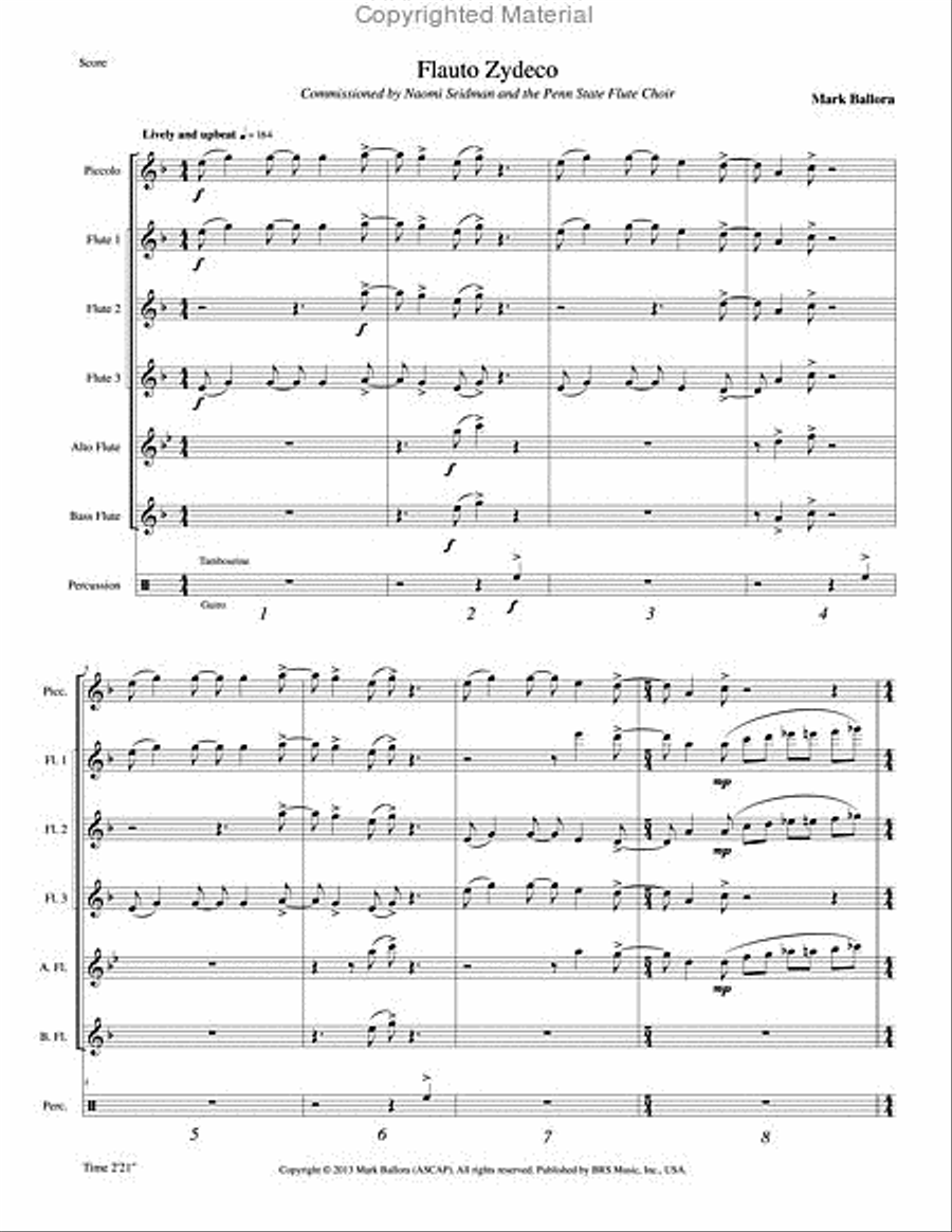 Flauto Zydeco Flute Choir scores gallery preview page 2