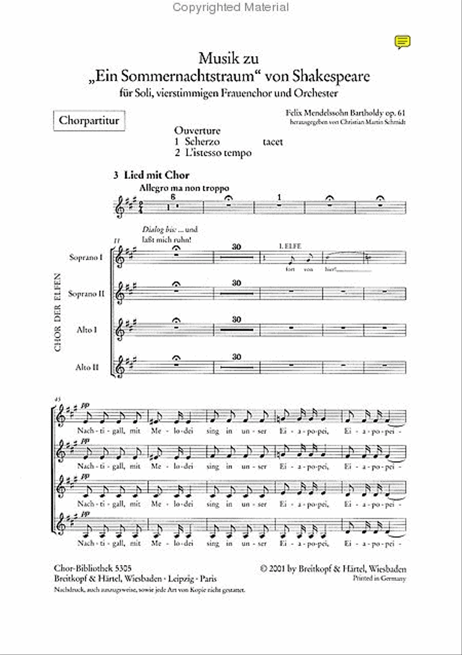 A Midsummer Night's Dream Op. 61 MWV M 13 SSAA scores gallery preview page 2