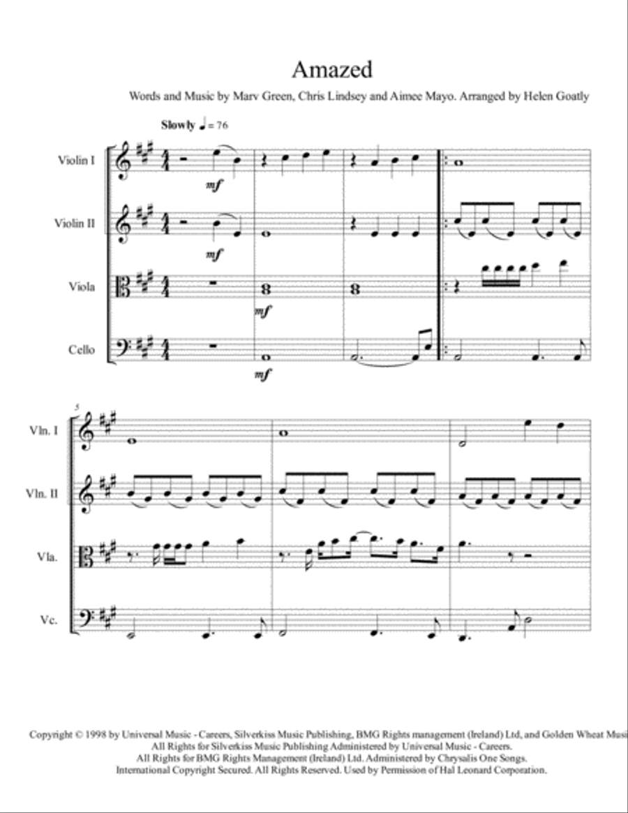 Amazed String Quartet scores gallery preview page 1