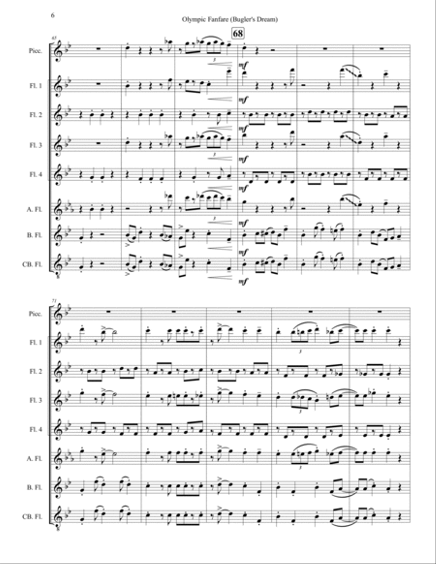 Bugler's Dream (Olympic Fanfare) Flute Choir scores gallery preview page 6