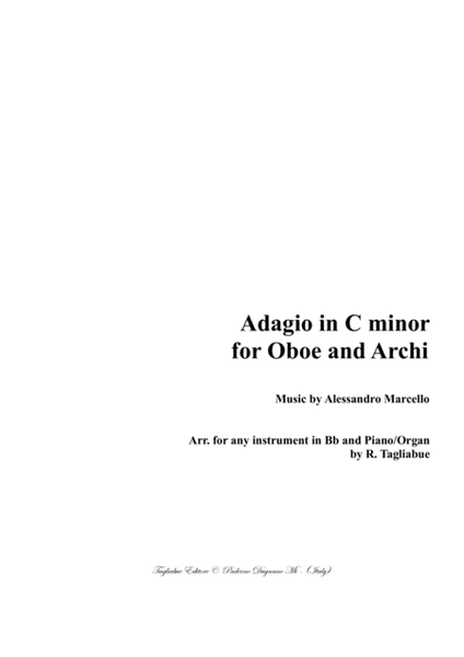 ADAGIO PER OBOE E ARCHI - A. Marcello - Arr. for any instrument in Bb and Piano/Organ image number null