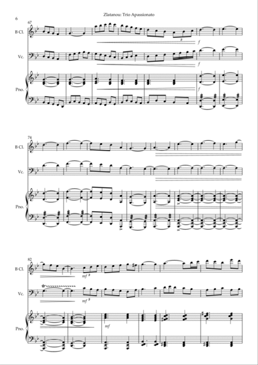 TRIO APASSIONATO for B Clarinet, Violoncello and Piano Clarinet scores gallery preview page 6