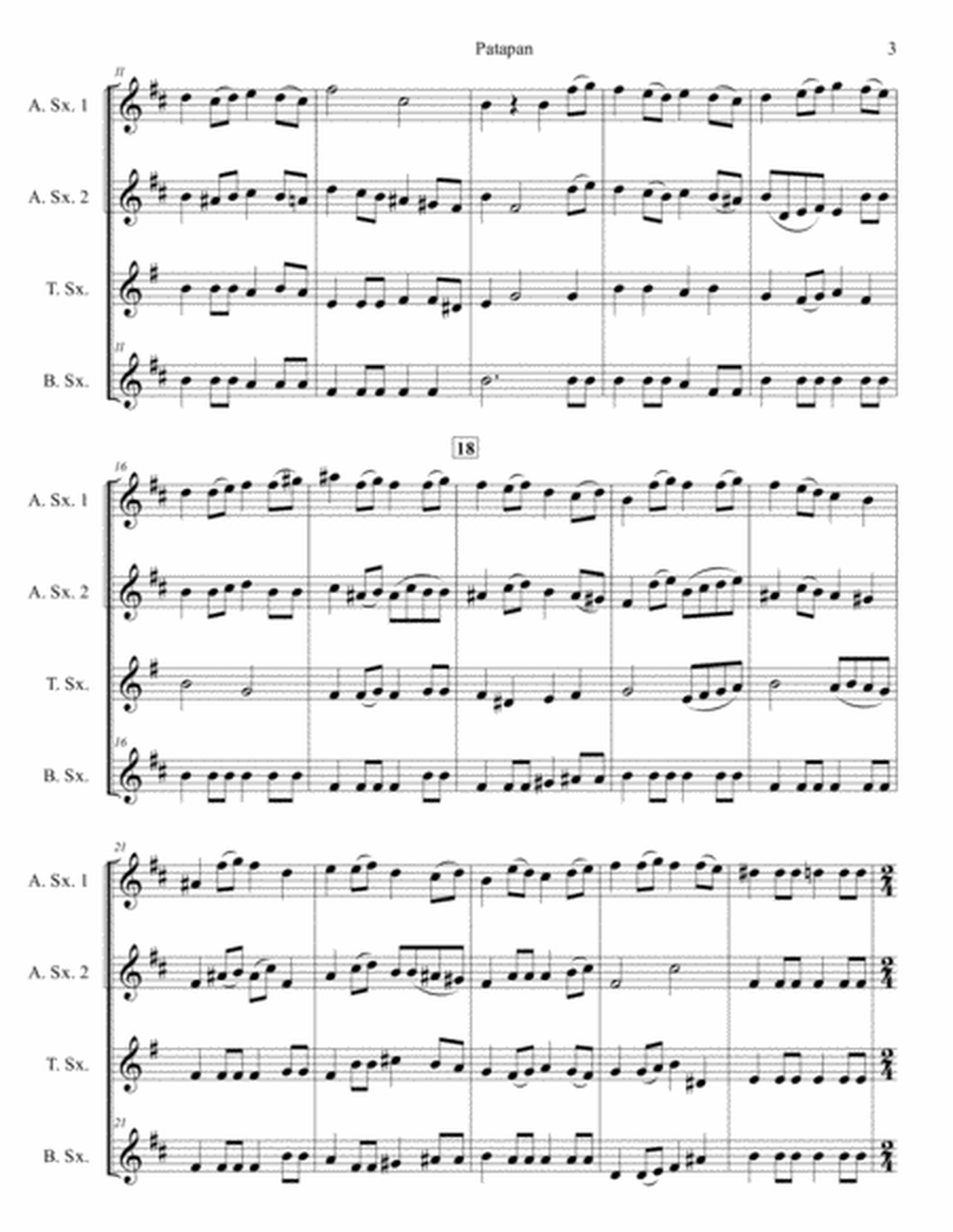 Patapan for Saxophone Quartet (SATB or AATB) image number null
