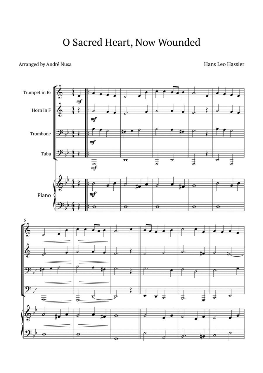 O Sacred Heart, Now Wounded Horn scores gallery preview page 1
