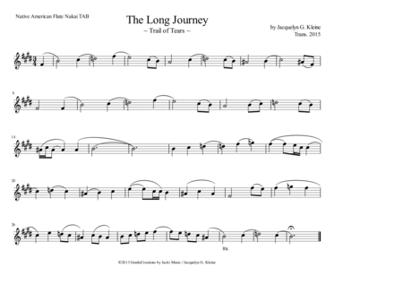 "The Long Journey" (Trail of Tears) for Native American Flute Nakai TABlature image number null