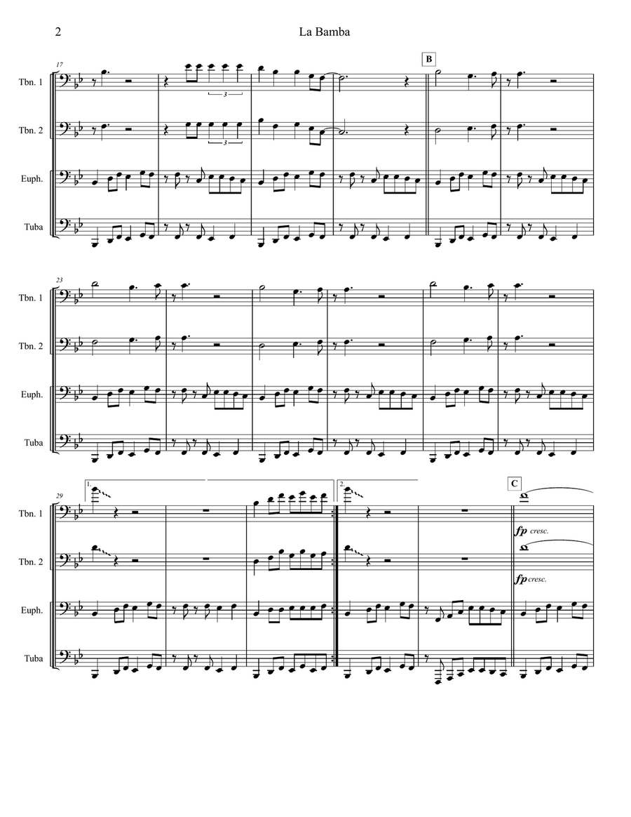 La Bamba La Bamba Brass Ensemble scores gallery preview page 2
