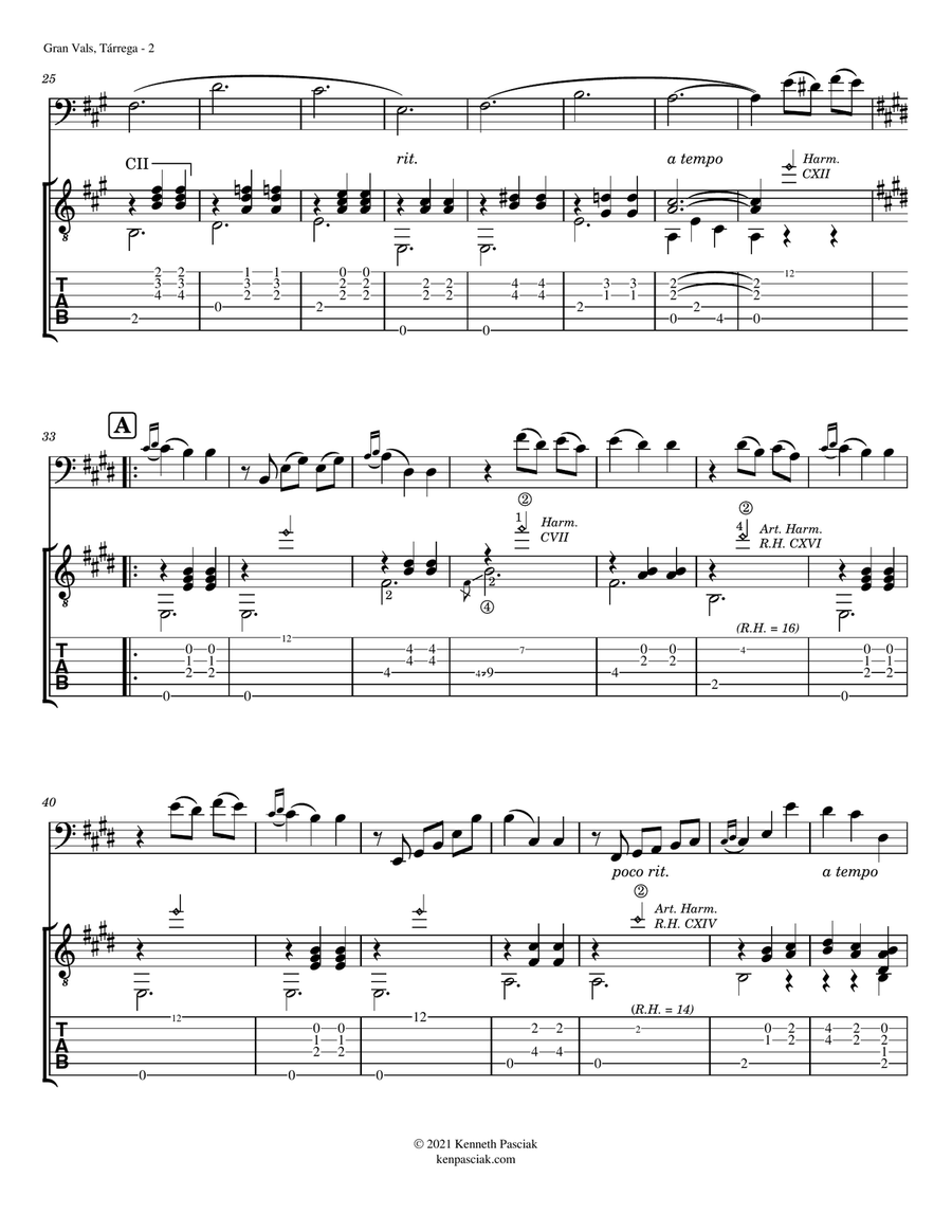 Gran Vals (for Cello and Guitar) String Duet scores gallery preview page 4