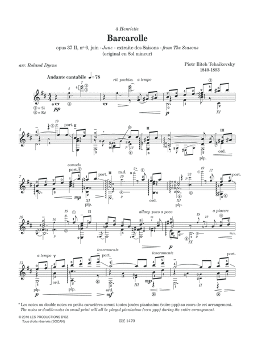 Barcarolle Classical Guitar scores gallery preview page 6