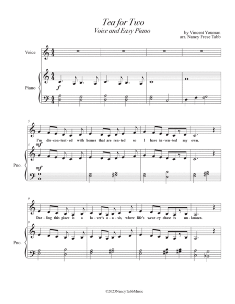 Tea for Two arranged for Vocal Solo with Piano Voice Solo scores gallery preview page 2