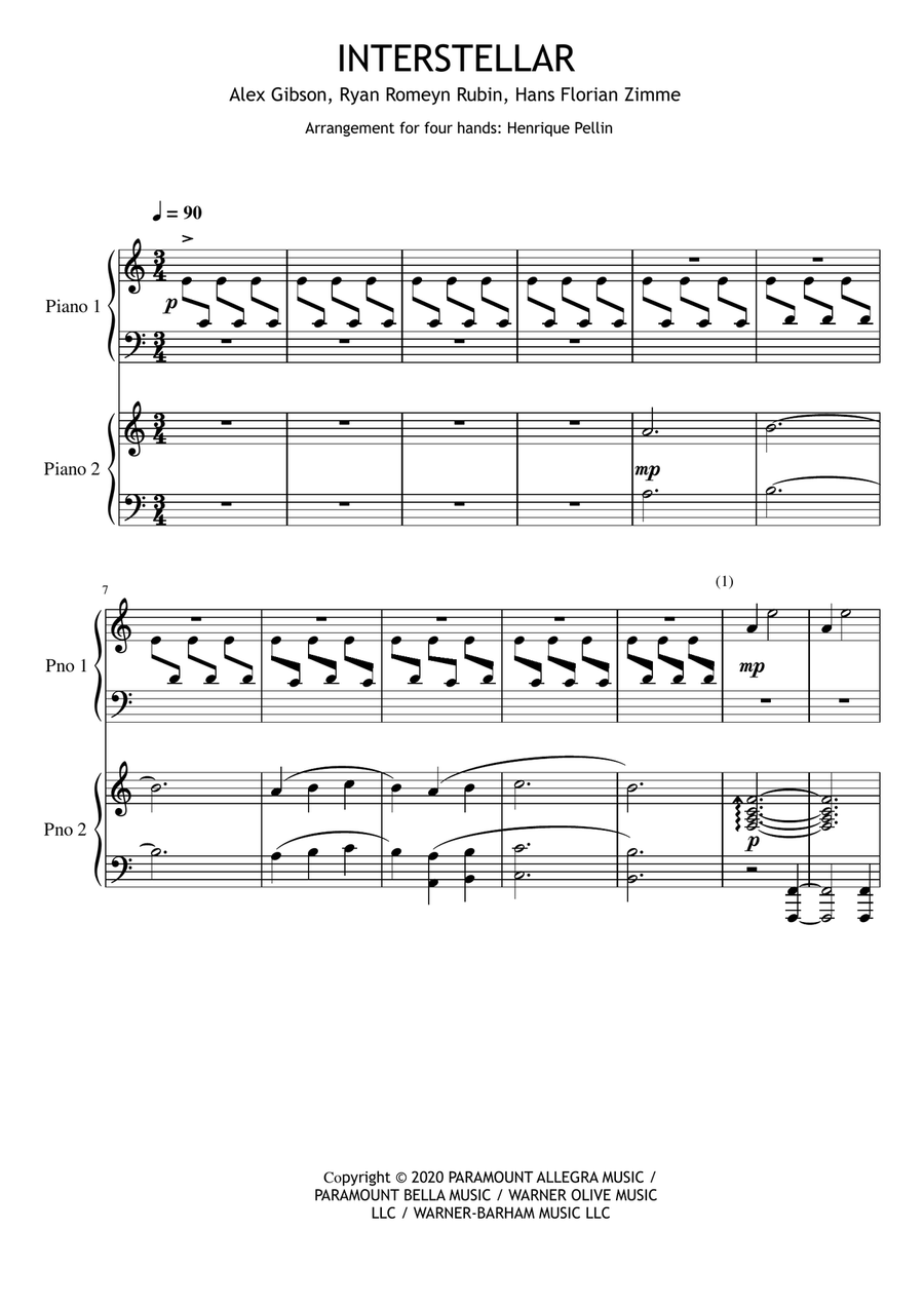 Interstellar Easy Piano scores gallery preview page 1