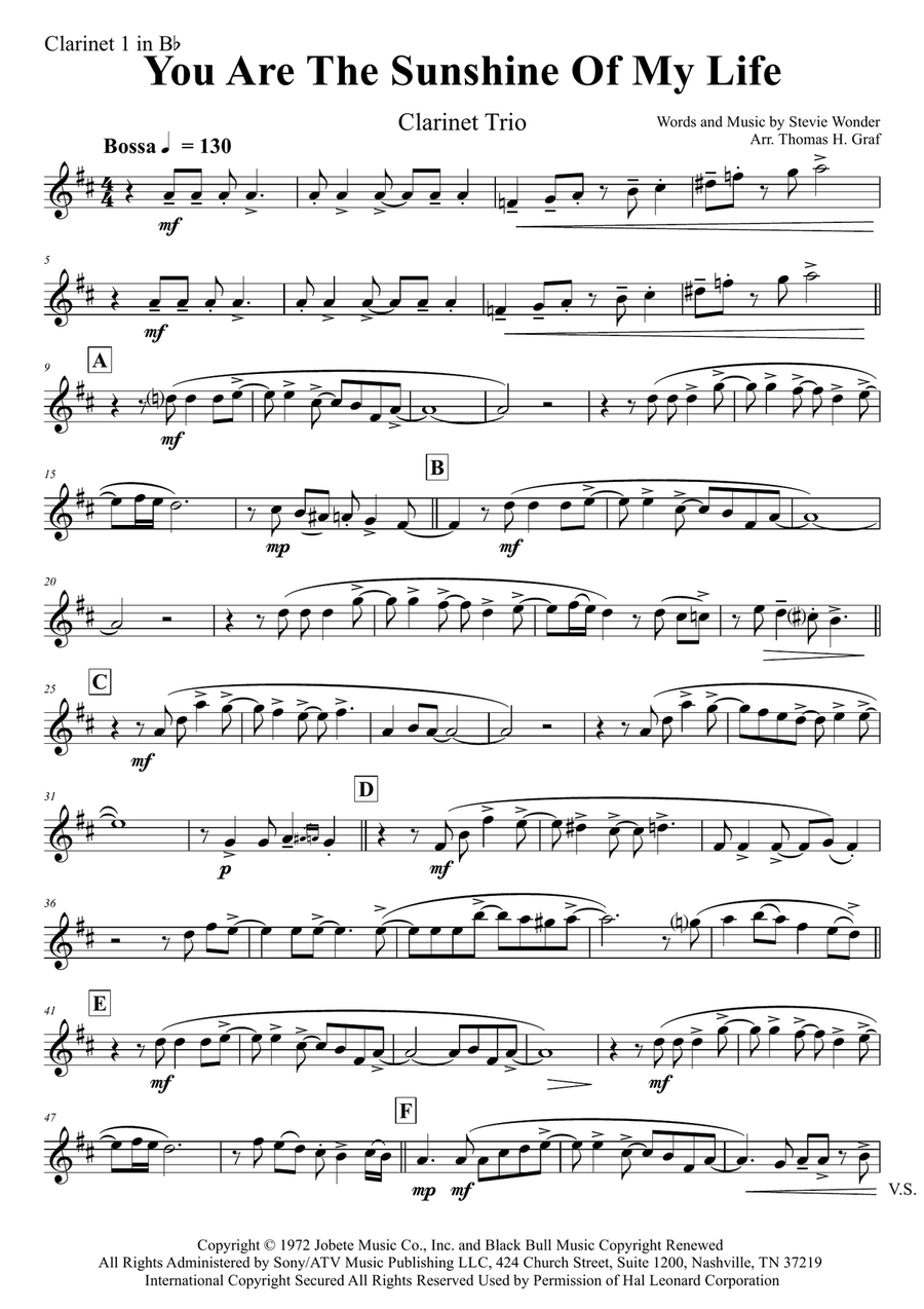 You Are The Sunshine Of My Life Woodwind Trio scores gallery preview page 5