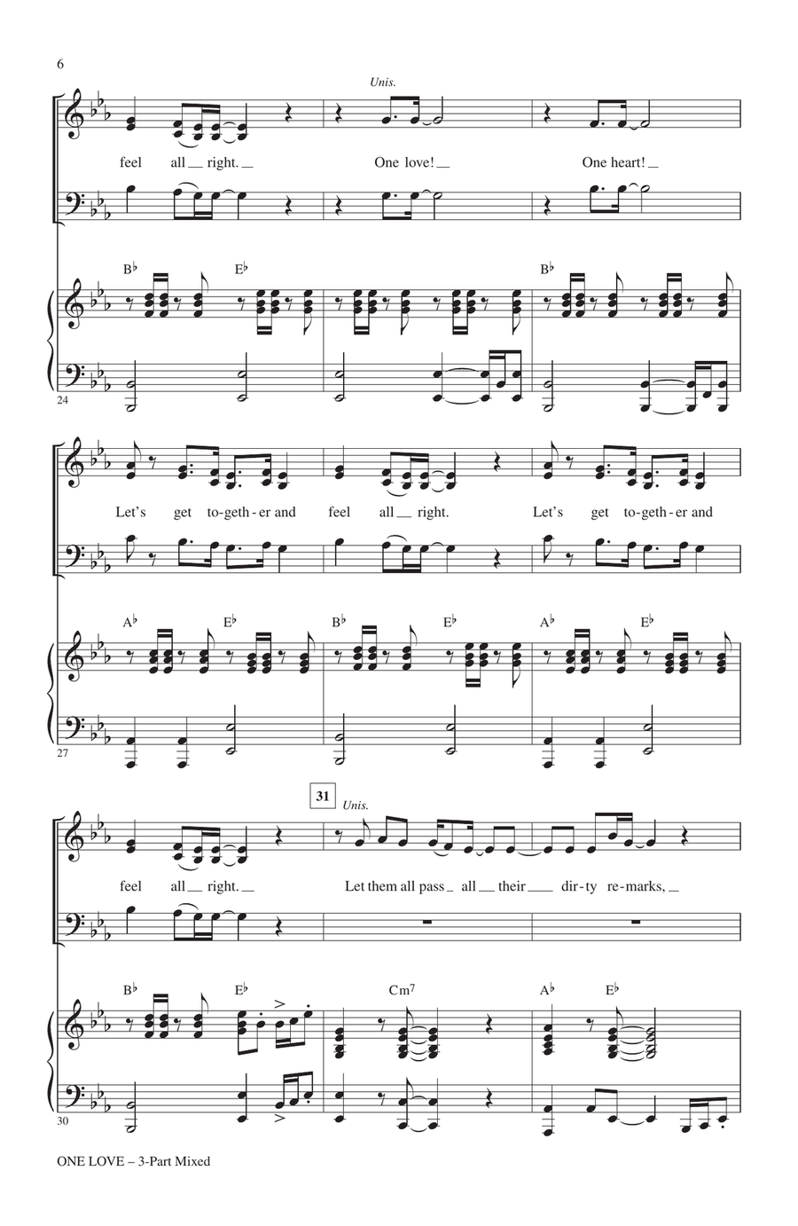 One Love (arr. Mark Brymer) 3-Part scores gallery preview page 4