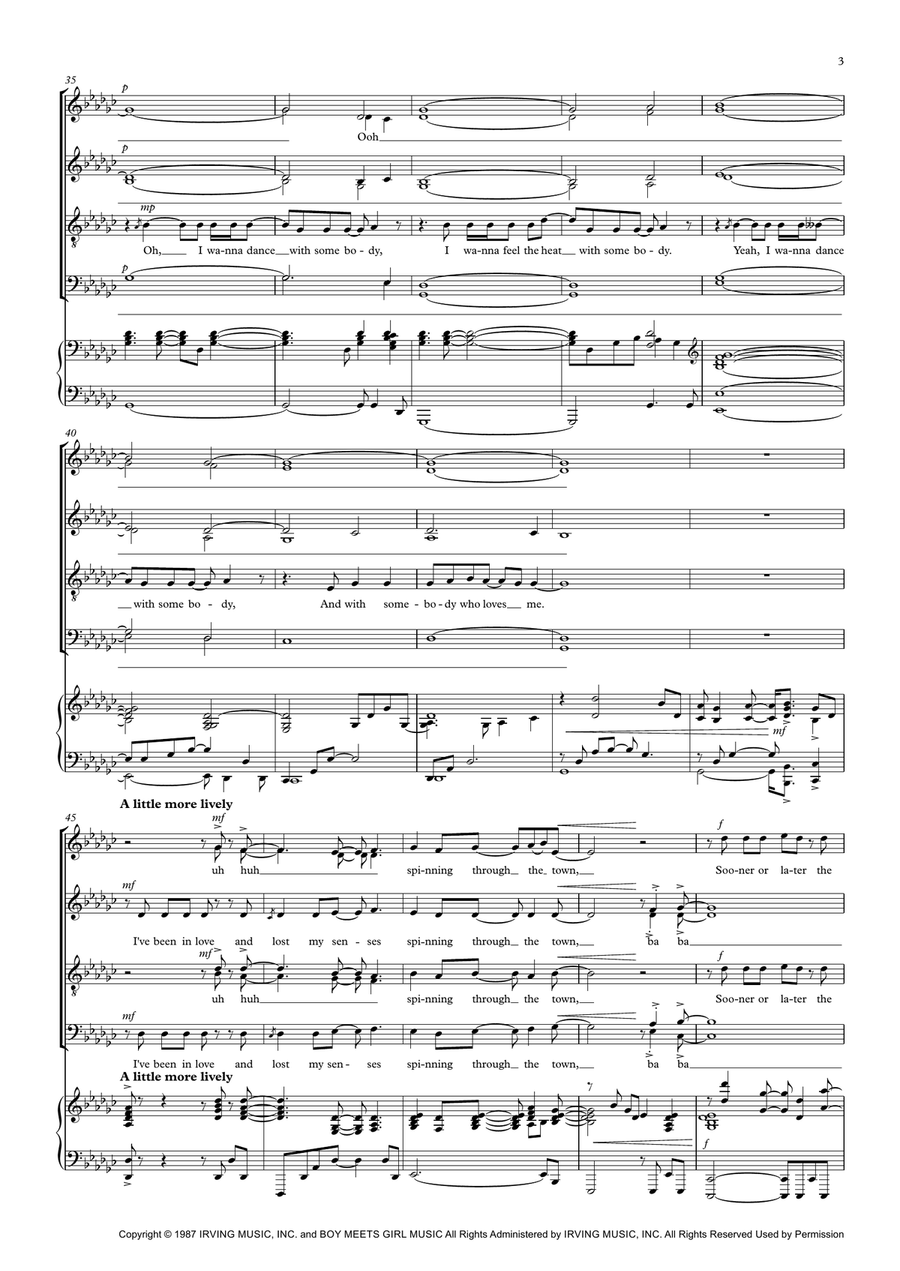 I Wanna Dance With Somebody 4-Part scores gallery preview page 3