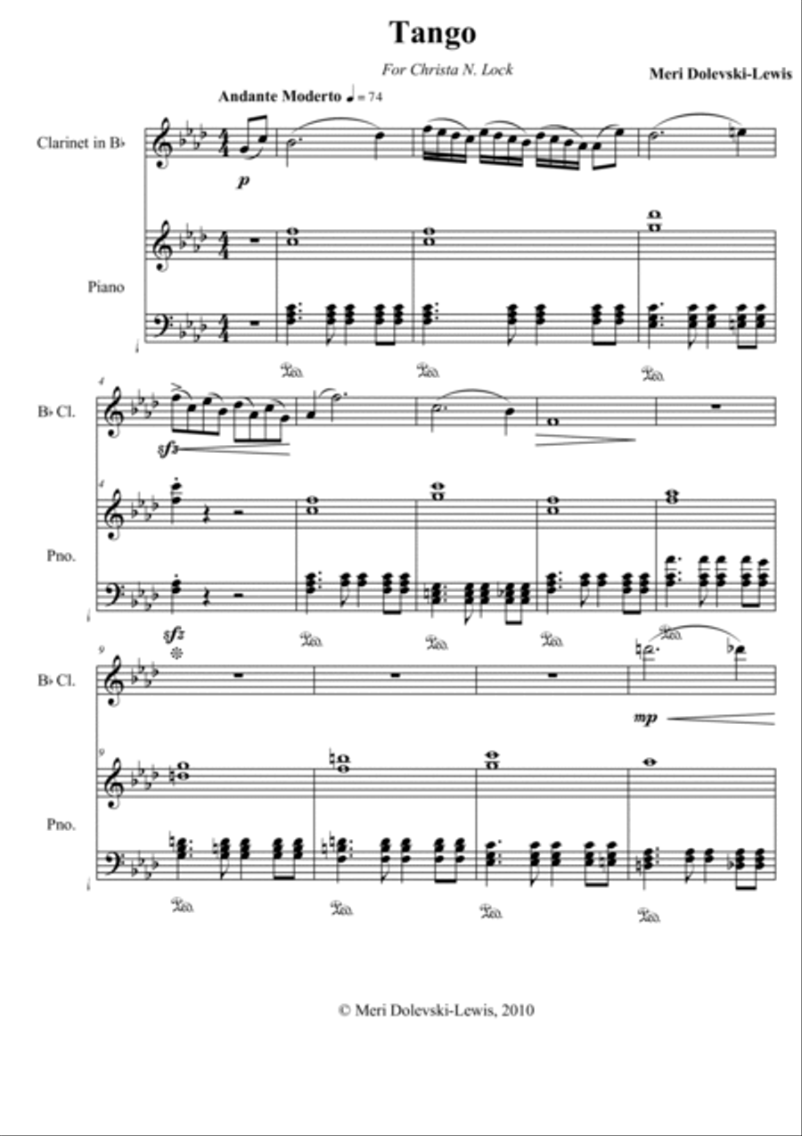 Tango for Clarinet and Piano Clarinet Solo scores gallery preview page 3