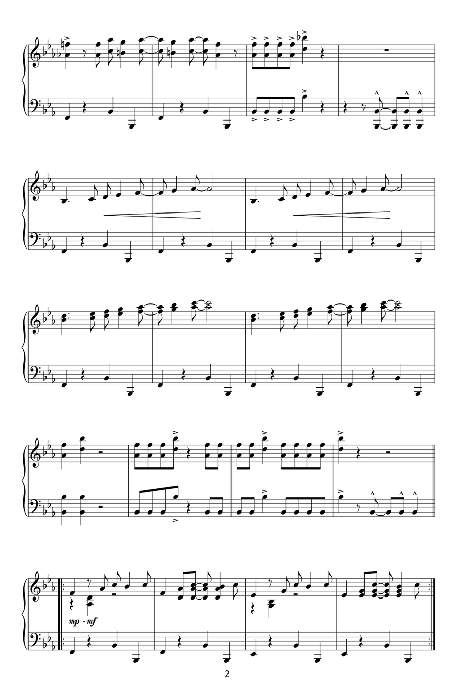 Mambo No. 5 (A Little Bit Of...) Piano Solo scores gallery preview page 2