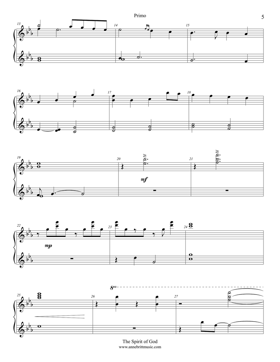 The Spirit of God (piano duet) 1 Piano, 4-Hands scores gallery preview page 5
