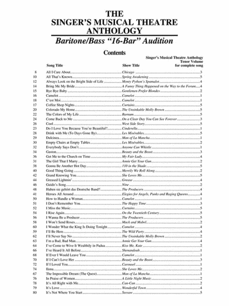 The Singer's Musical Theatre Anthology - 16-Bar Audition