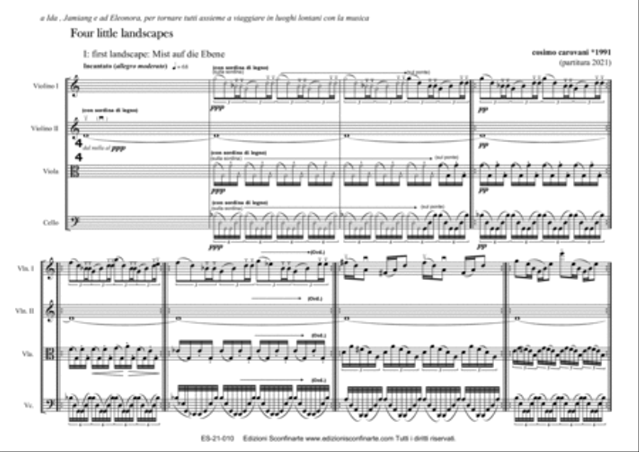 Cosimo Carovani: FOUR LITTLE LANDSCAPES (ES-21-010) - Score Only