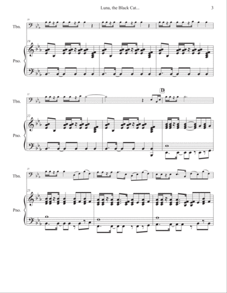 Luna, The Black Cat for Trombone and Piano Piano scores gallery preview page 4