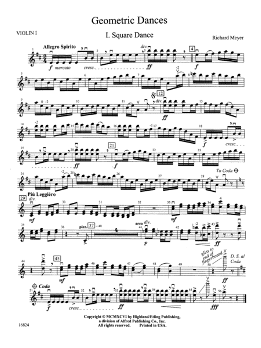 Geometric Dances: 1st Violin String Orchestra scores gallery preview page 1