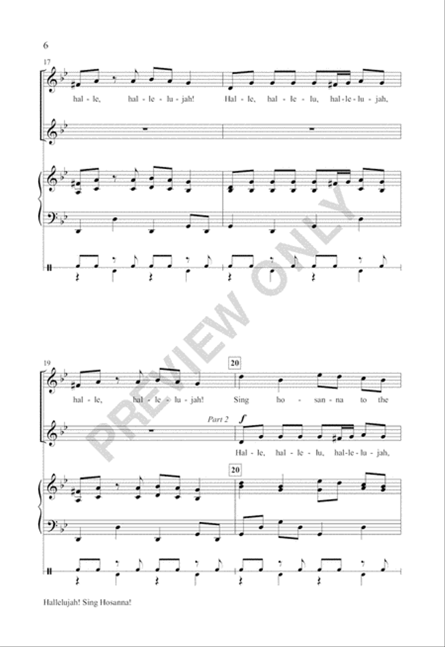 Hallelujah! Sing Hosanna! Unison Choir scores gallery preview page 5
