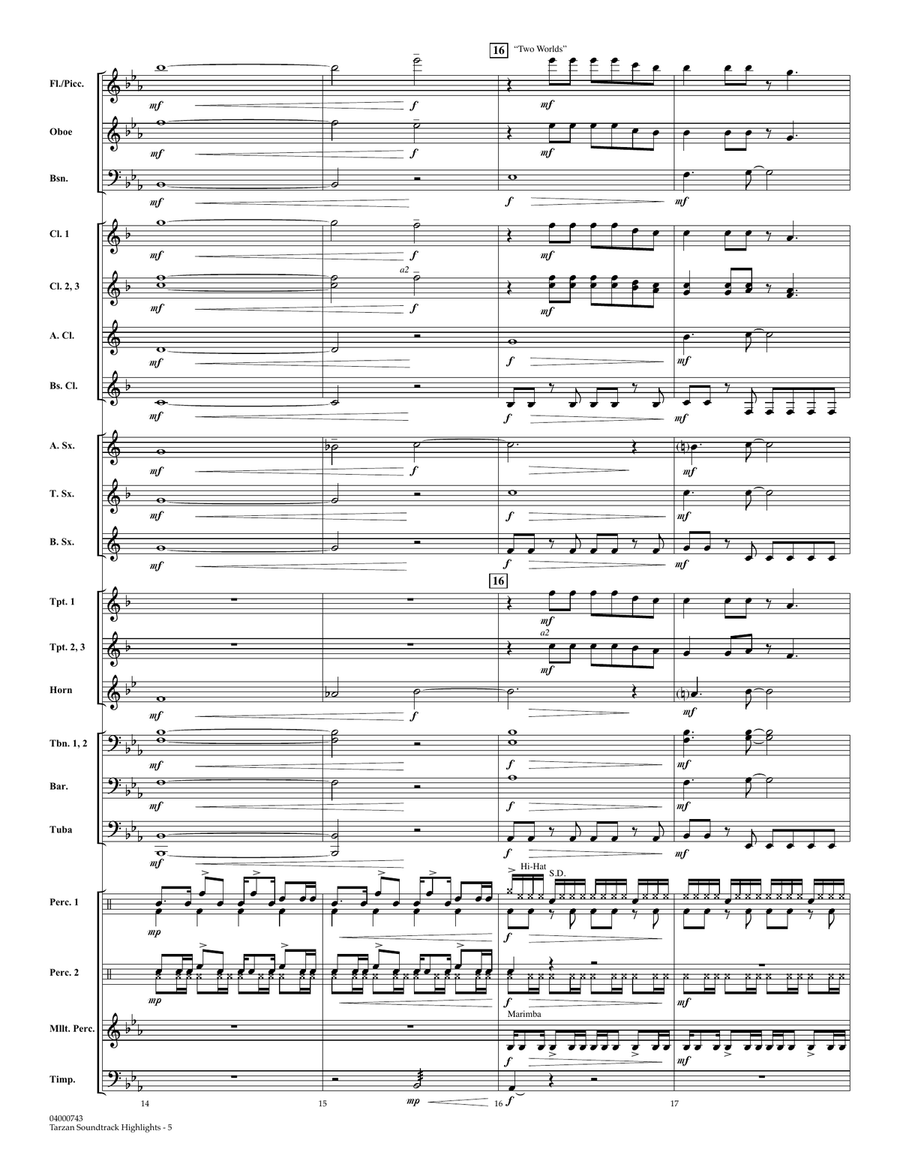 Tarzan Soundtrack Highlights (from Disney's Tarzan) (arr. Paul Murtha) - Full Score Concert Band scores gallery preview page 4