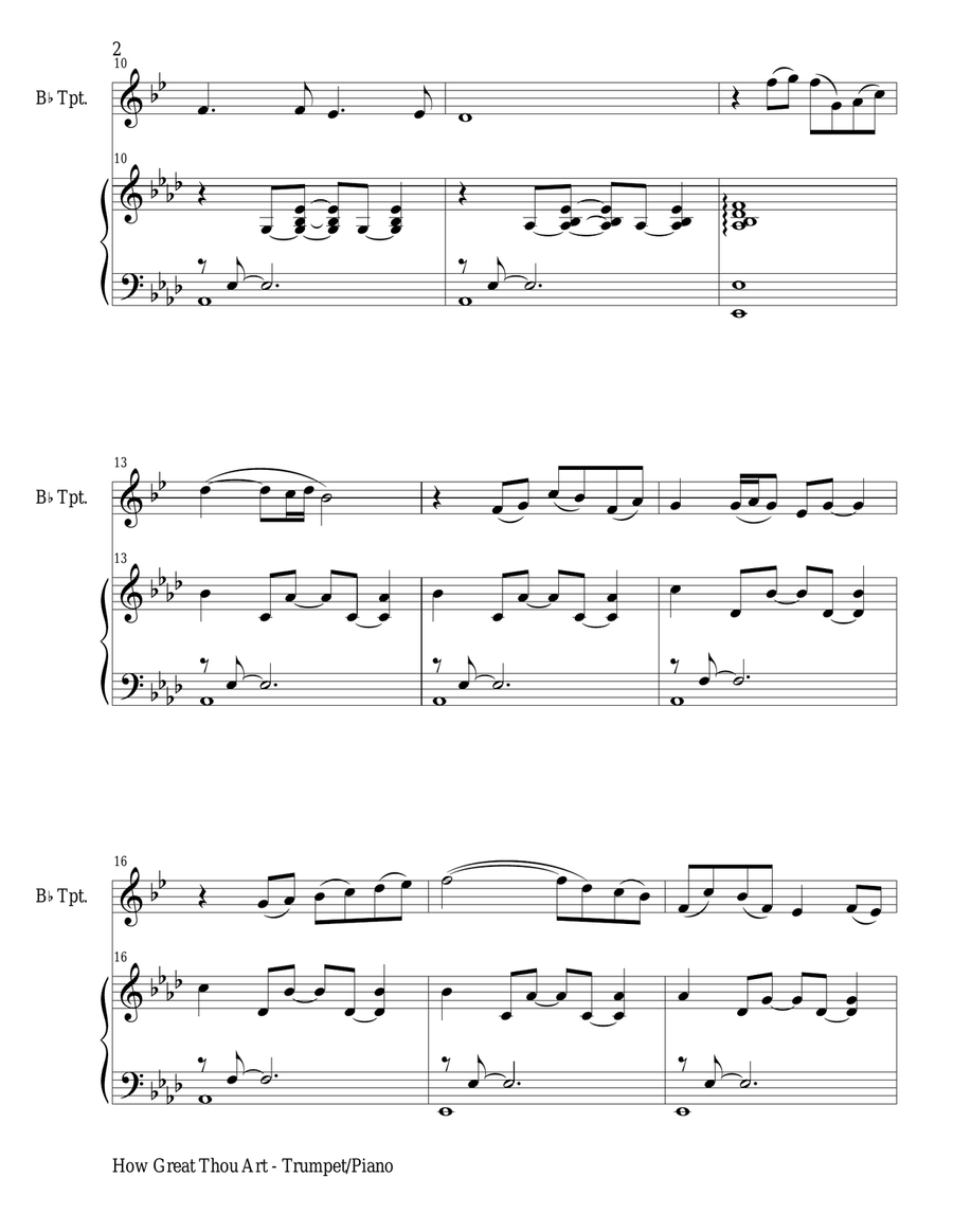 HOW GREAT THOU ART (For Bb Trumpet and Piano with Score\Part) Chamber Music scores gallery preview page 3