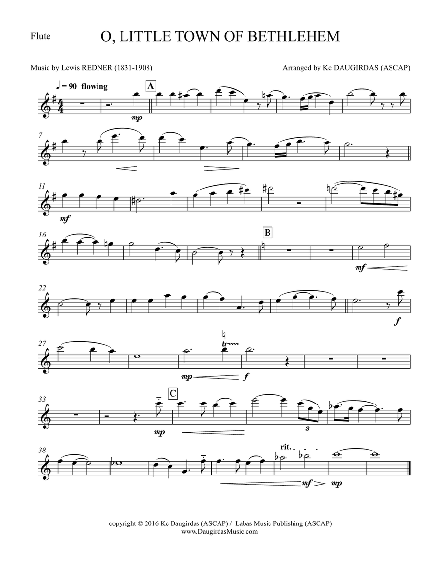 O Little Town of Bethlehem (Instrumental - SCORE and PARTS) Clarinet scores gallery preview page 5