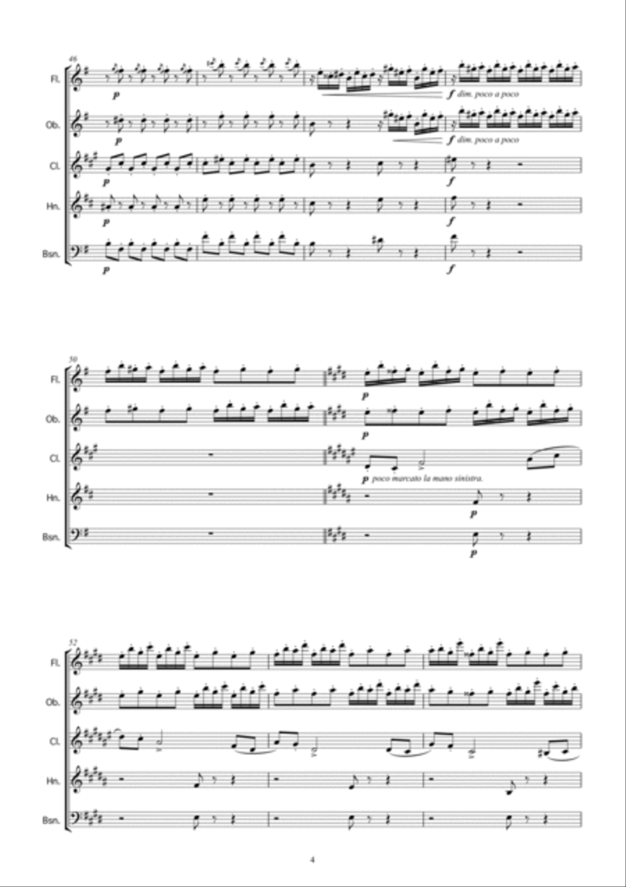 TCHAIKOVSKY：RUSSIAN WINTER for wind quintet -1.Troika 2.Christmas 3.By the Hearth 4.Carnival- Woodwind Quintet scores gallery preview page 6