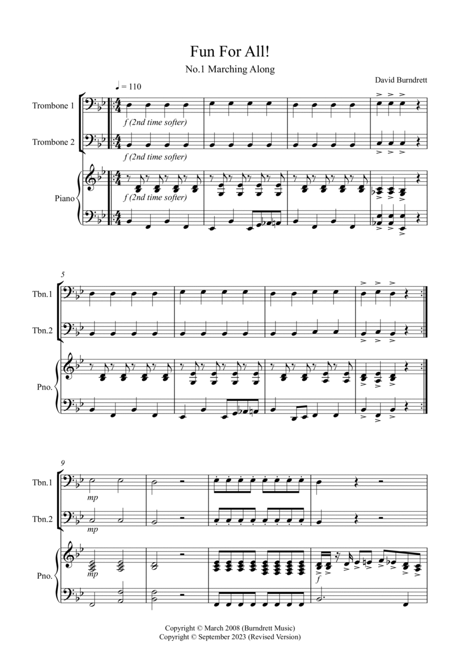 Fun for All! for Trombones and Piano Trombone Duet scores gallery preview page 1