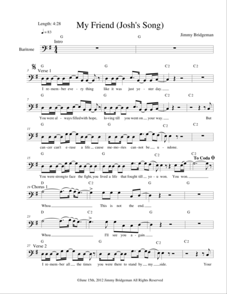 My Friend (Josh's Song) Piano, Vocal, Guitar scores gallery preview page 1