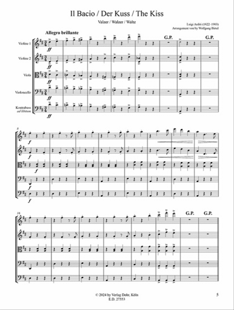 Il Bacio (Der Kuss) -Walzer- (für Streichquartett) String Quartet scores gallery preview page 2