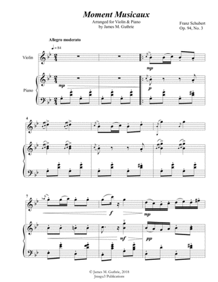 Schubert: Moment Musicaux for Violin & piano