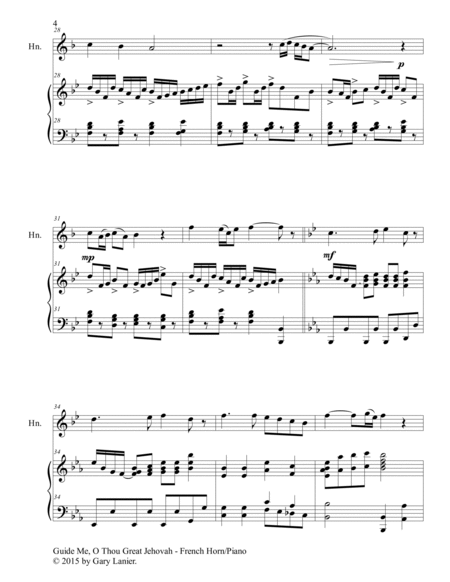 GUIDE ME, O THOU GREAT JEHOVAH (Duet – French Horn and Piano/Score and Parts) image number null