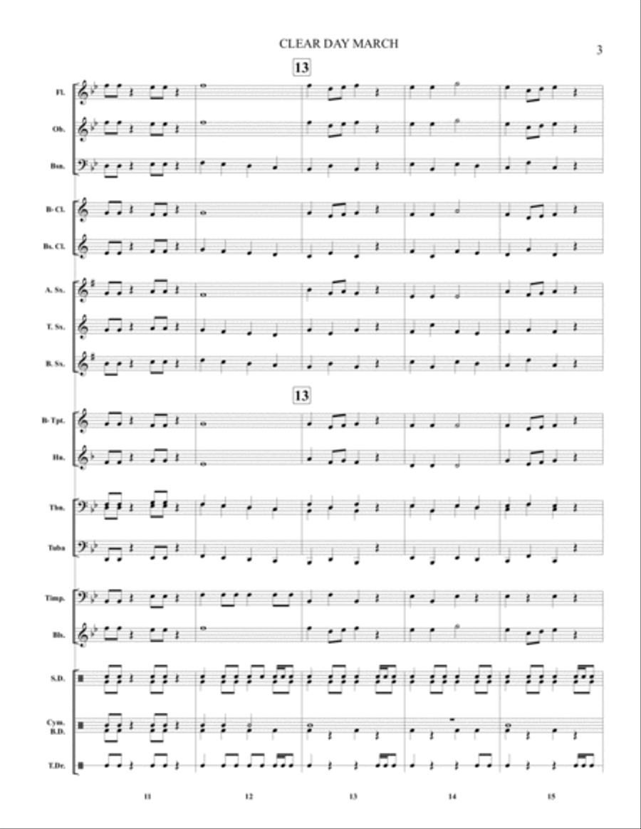 Clear Day March Concert Band scores gallery preview page 5