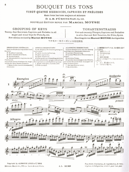 Marcel Moyse - Bouquet Des Tons Pour Flute, D?apres L?op. 125 D?anton Furstenau
