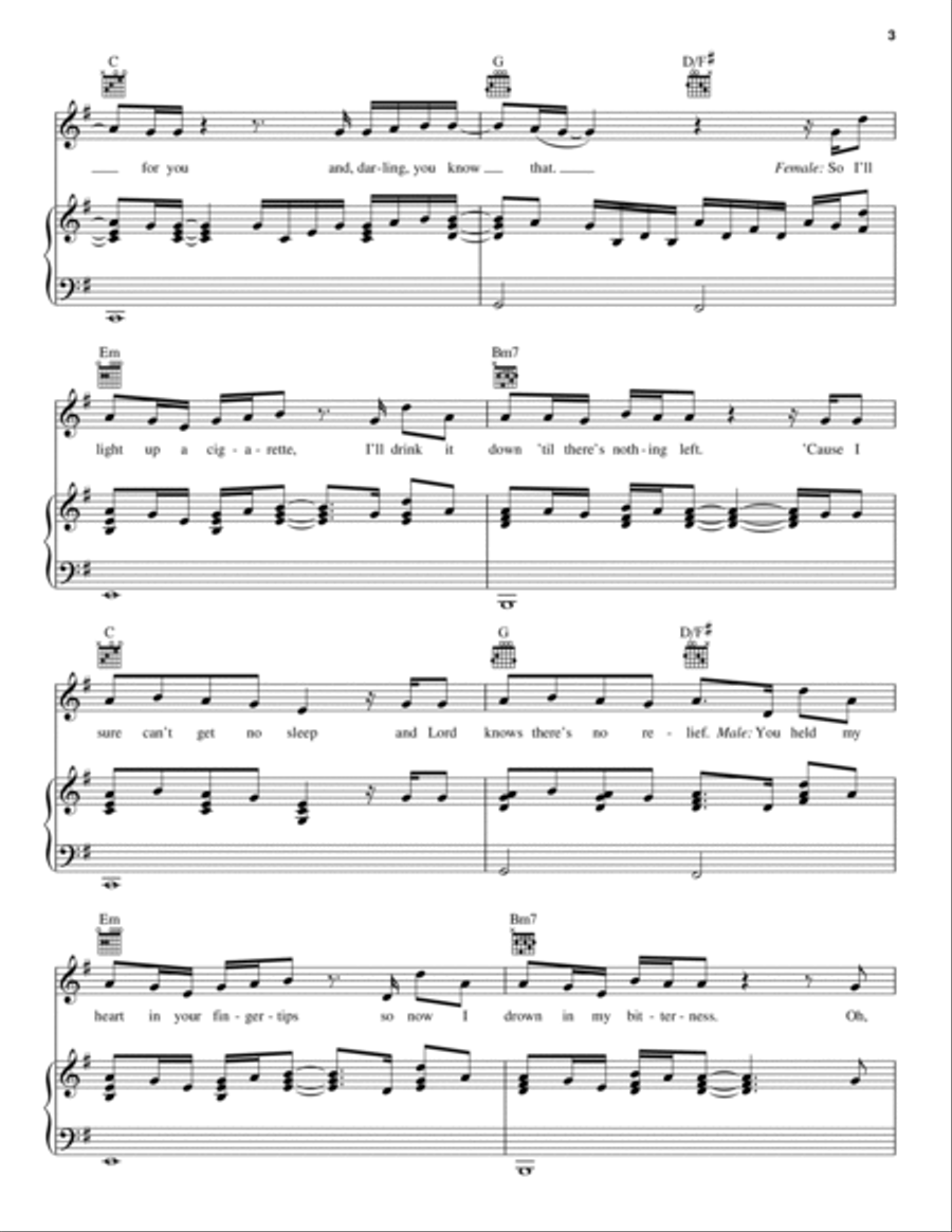 No Peace (feat. YEBBA) Piano, Vocal, Guitar scores gallery preview page 3