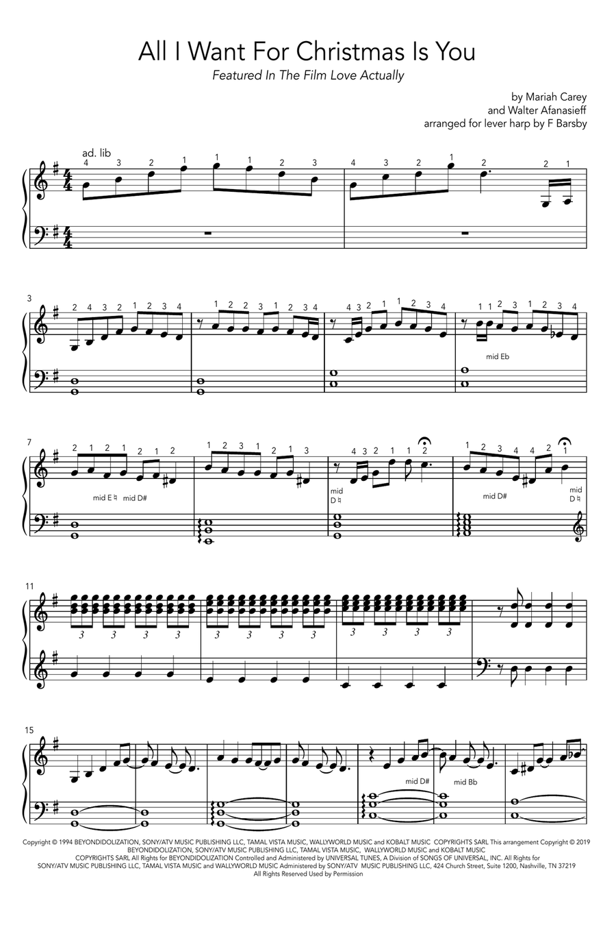 All I Want For Christmas Is You Celtic Harp scores gallery preview page 1