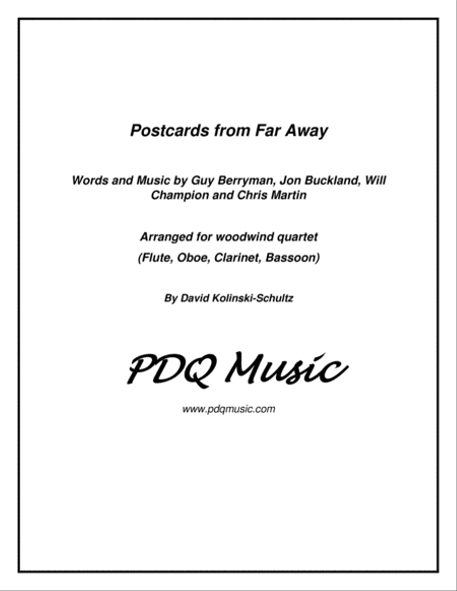 Postcards From Far Away Postcards From Far Away Woodwind Quartet scores gallery preview page 1