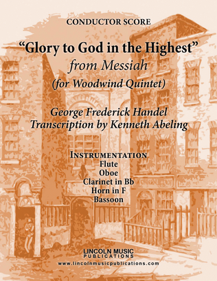 Book cover for Handel – Glory to God in the Highest from Messiah (for Woodwind Quintet)