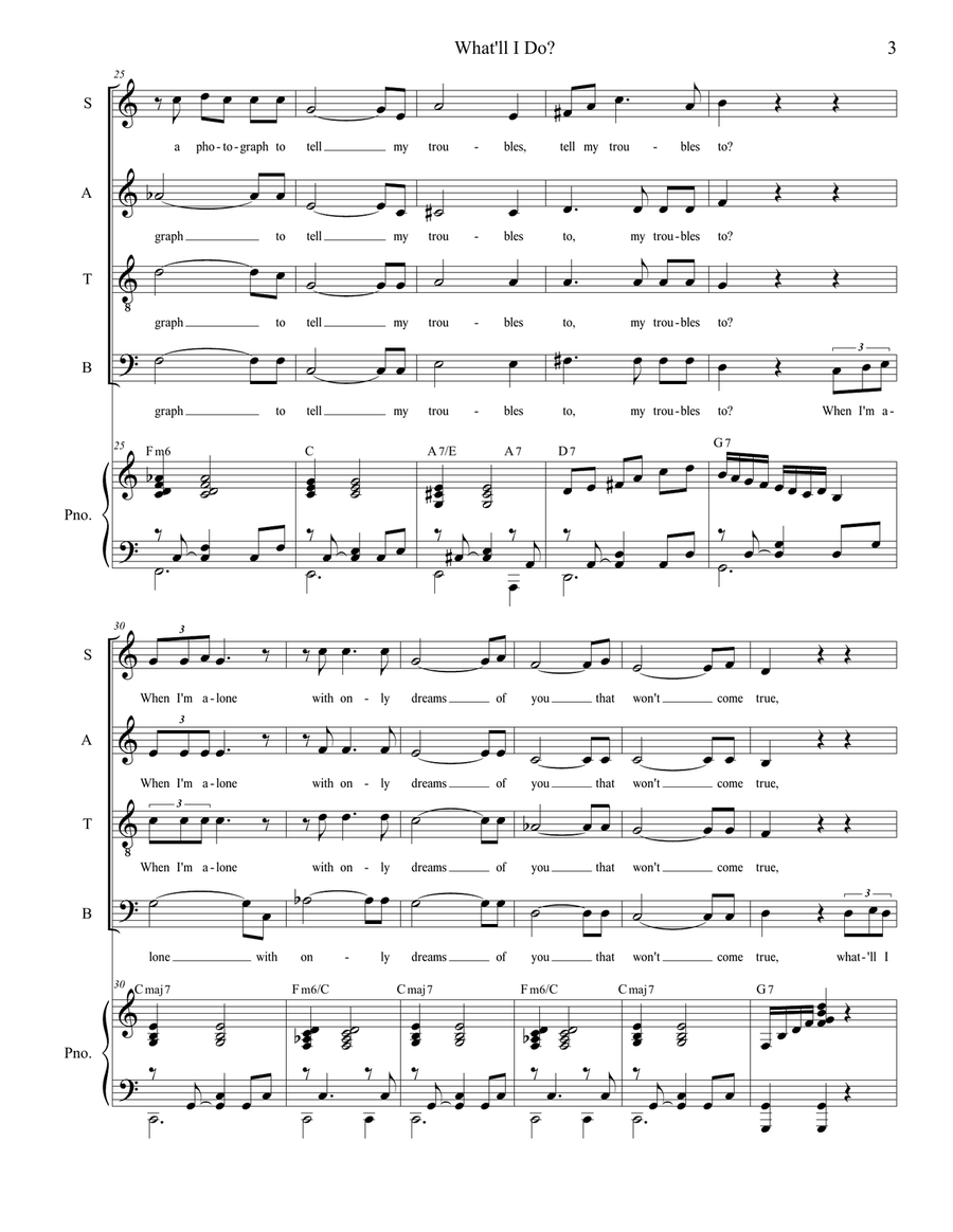 What'll I Do? (SATB) What'll I Do? (SATB) 4-Part scores gallery preview page 3